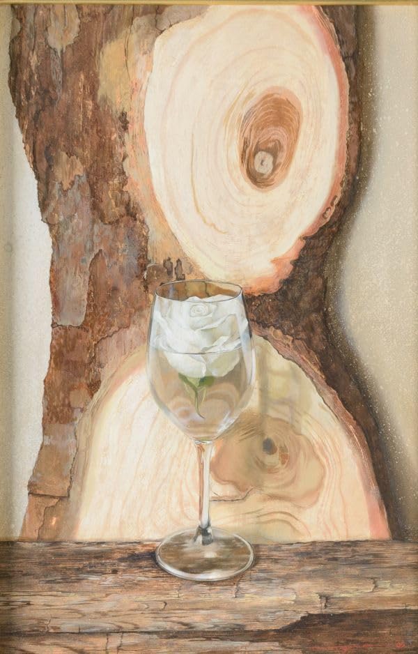 写実　日本画　【白い薔薇】肉筆画　作者不詳 小川立夫 【薔薇】 肉筆日本画 直筆印あり - メルカリ